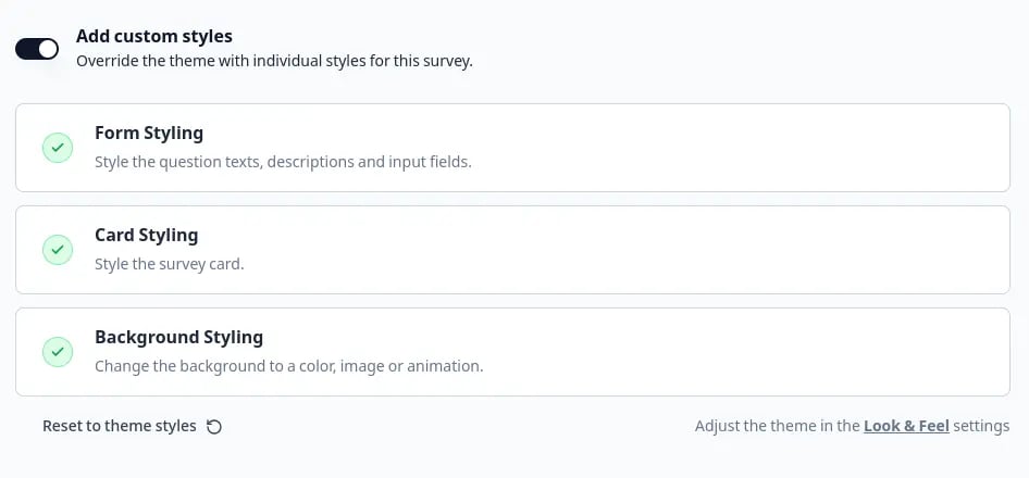 Add Custom Styles toggle