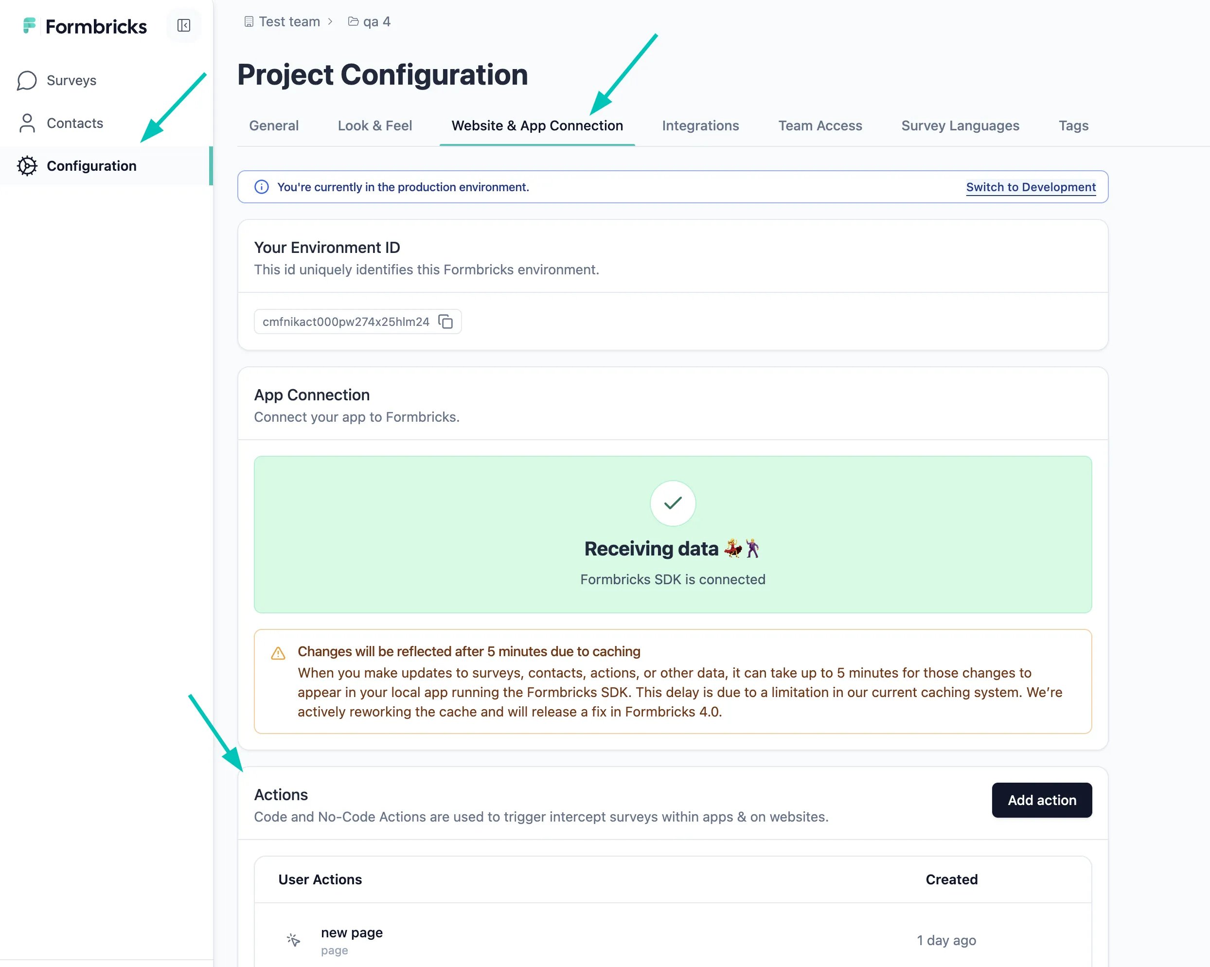 Action overview on Formbricks Open Source Survey Solution