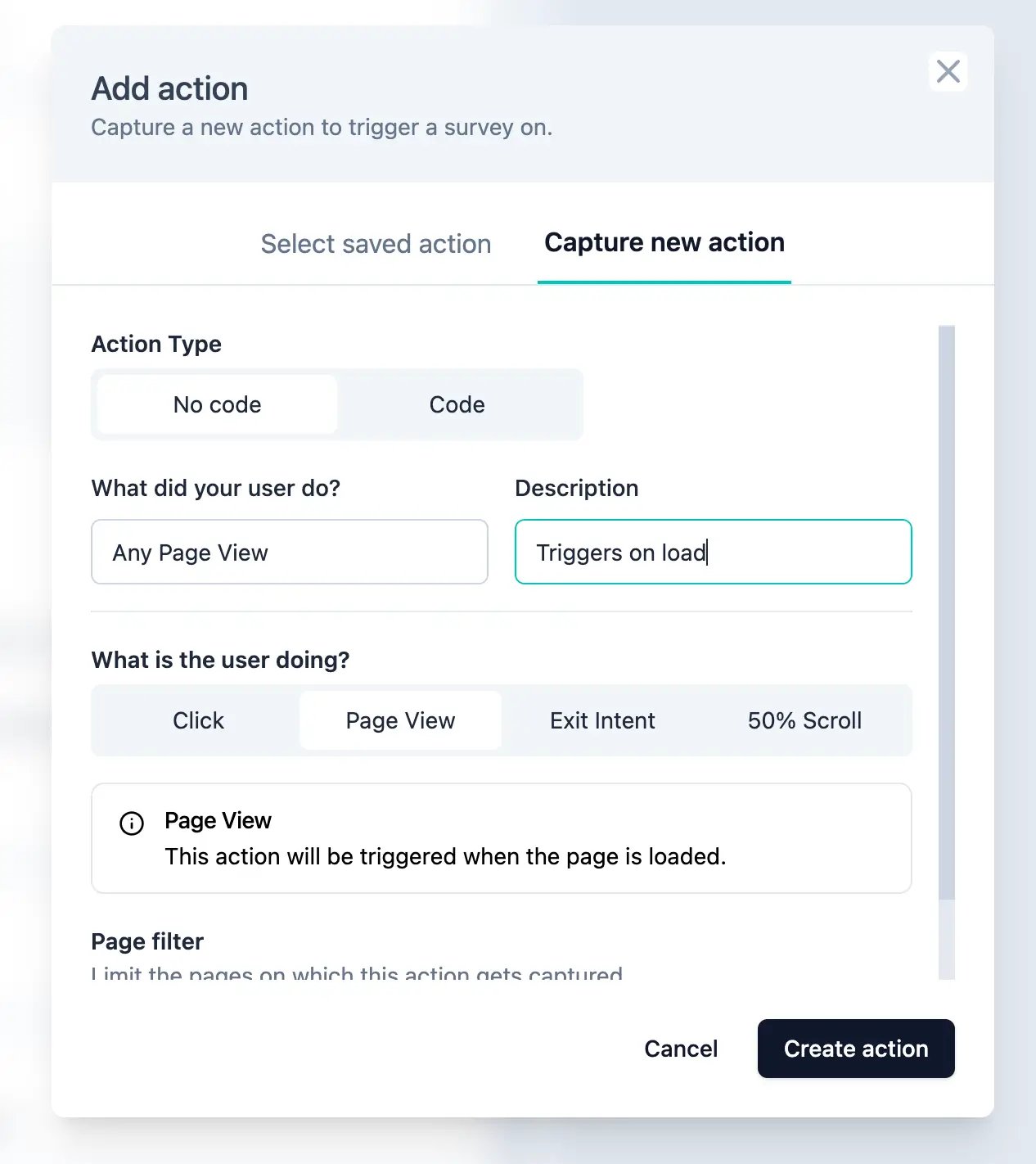 page view action
