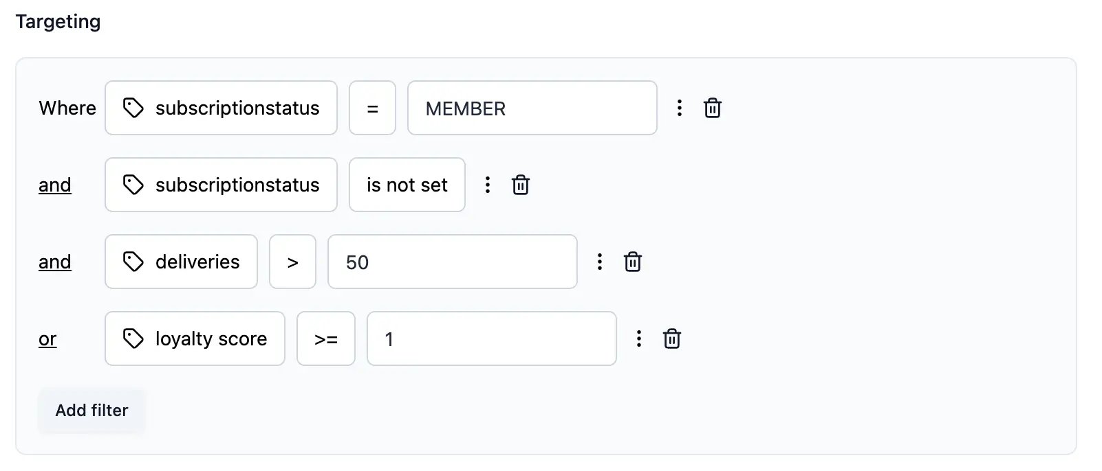 Attribute filter
