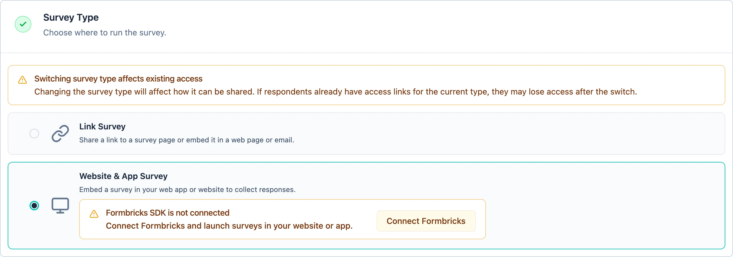The Survey Type section