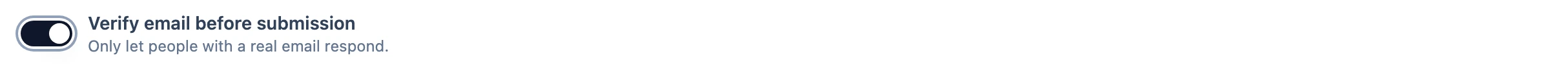 The email verification row of Response Options