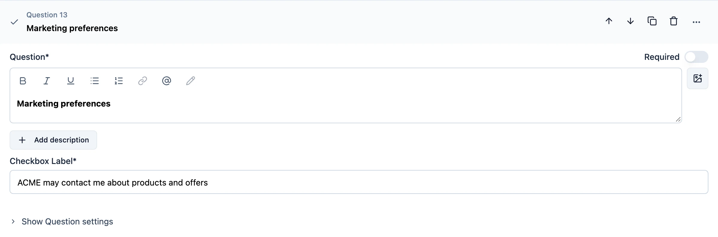Overview of Consent question type