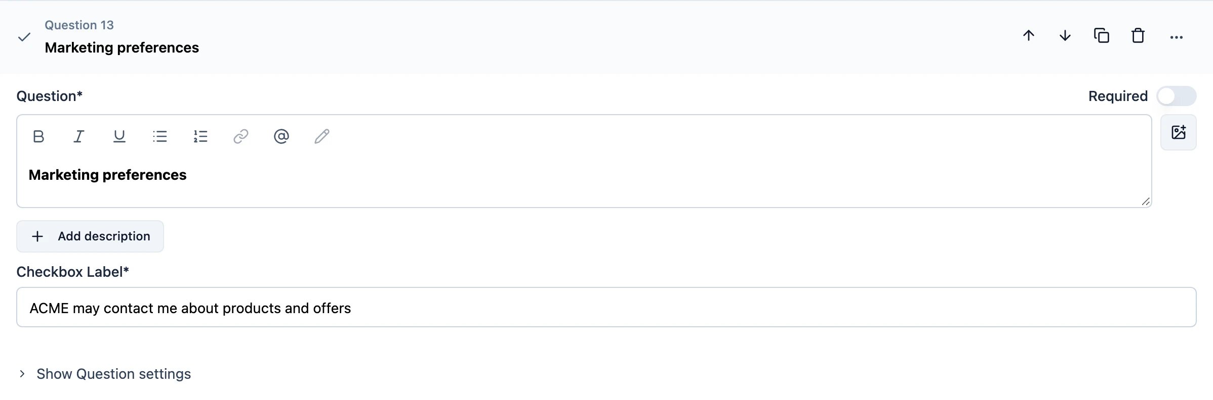 Overview of Consent question type