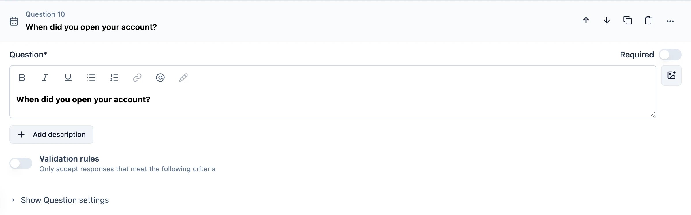 Overview of Date question type