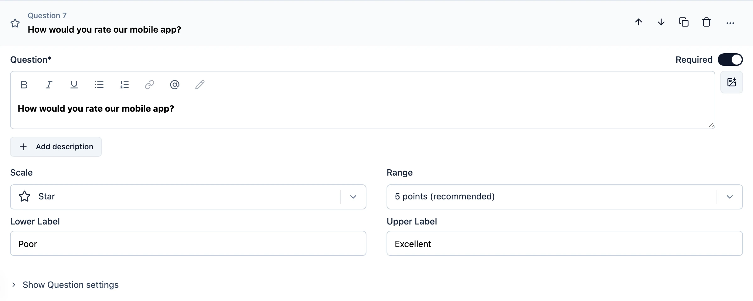 Overview of Rating question type