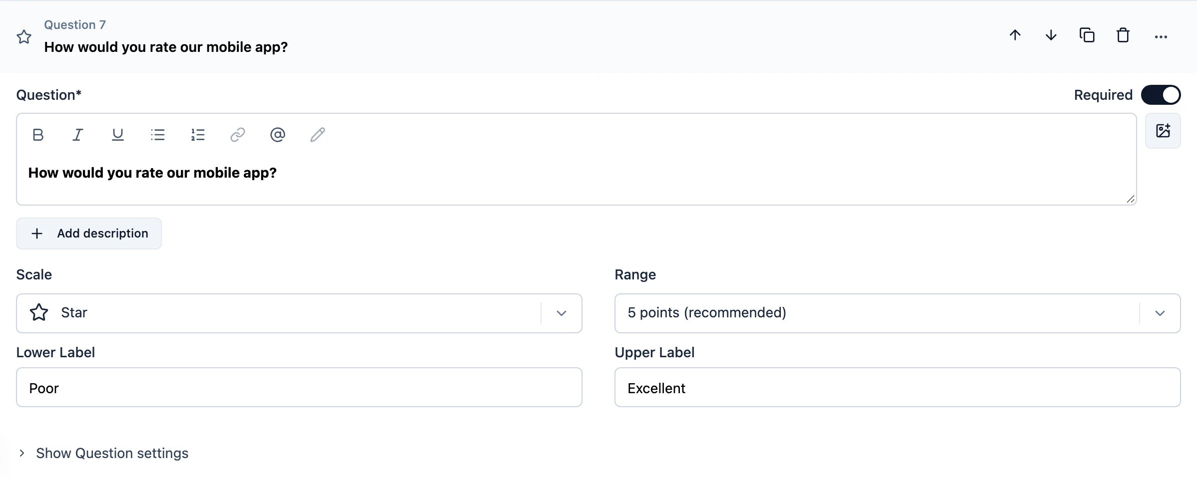 Overview of Rating question type