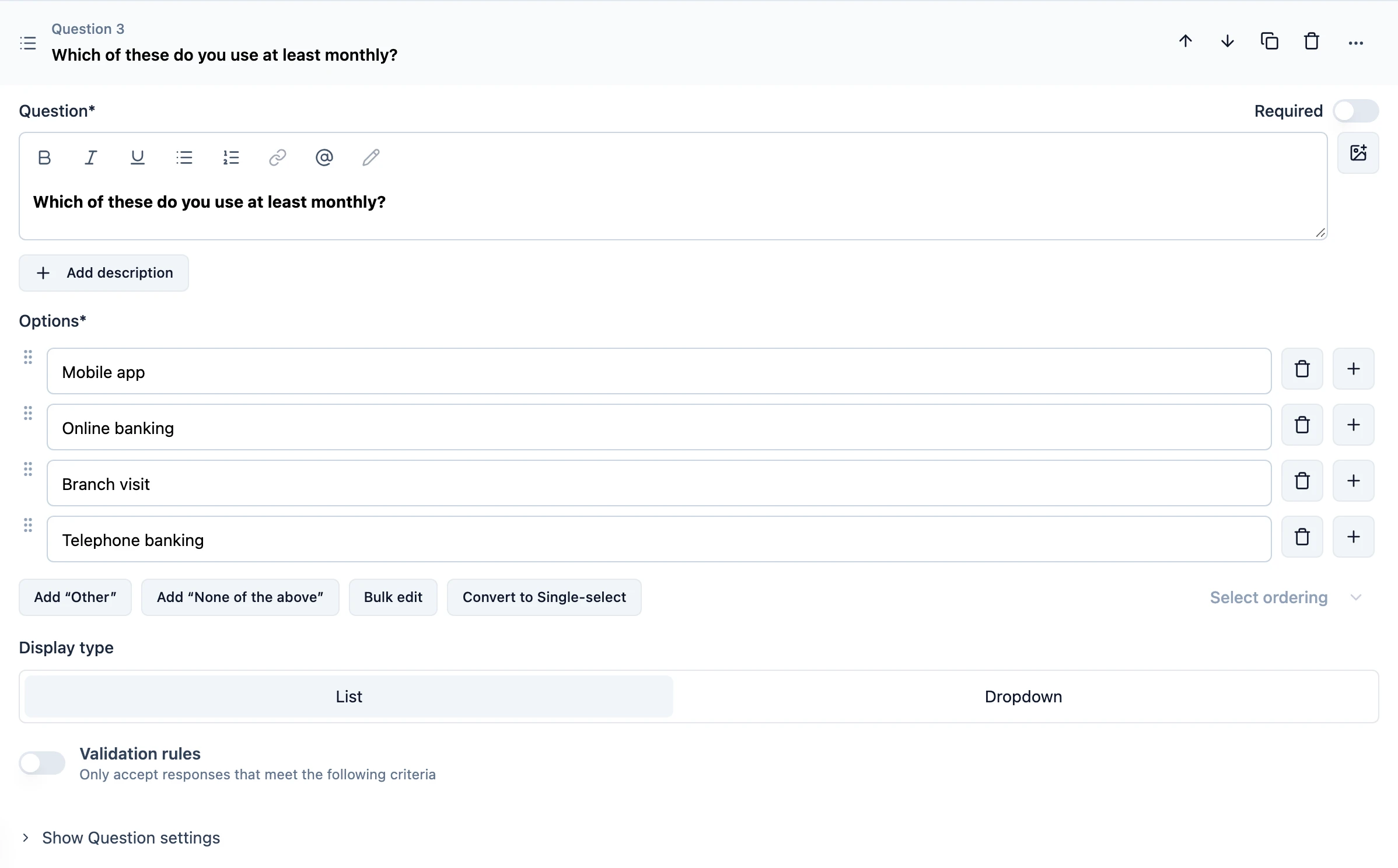 Overview of Multi Select question type