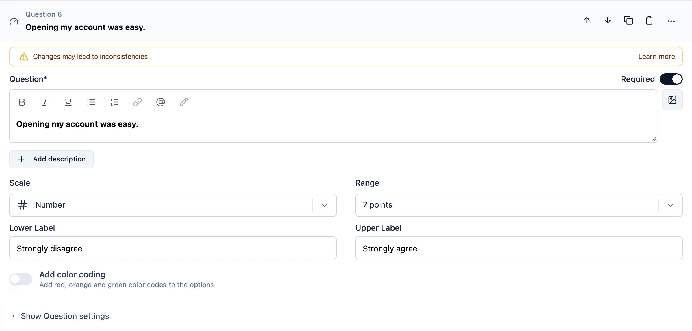 The CES question type in the survey editor