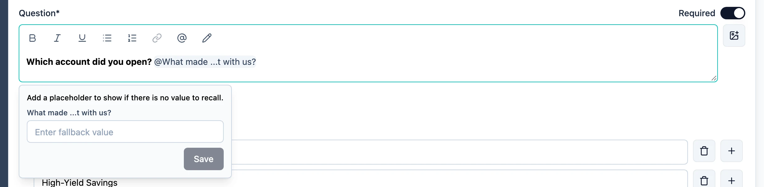 The fallback prompt that opens after picking a recall source