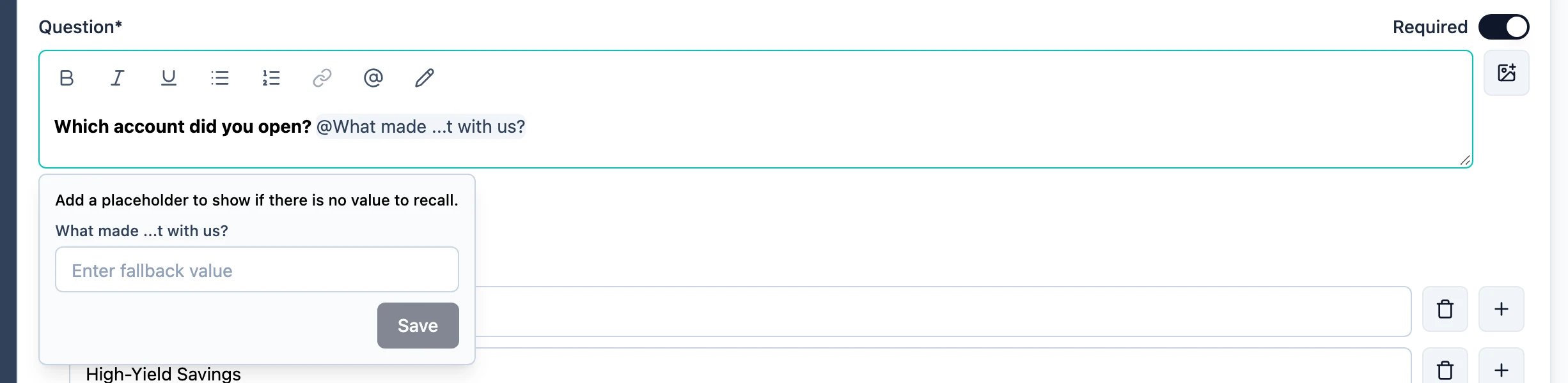 The fallback prompt that opens after picking a recall source