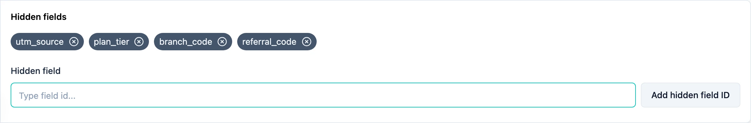 Hidden fields in the survey editor