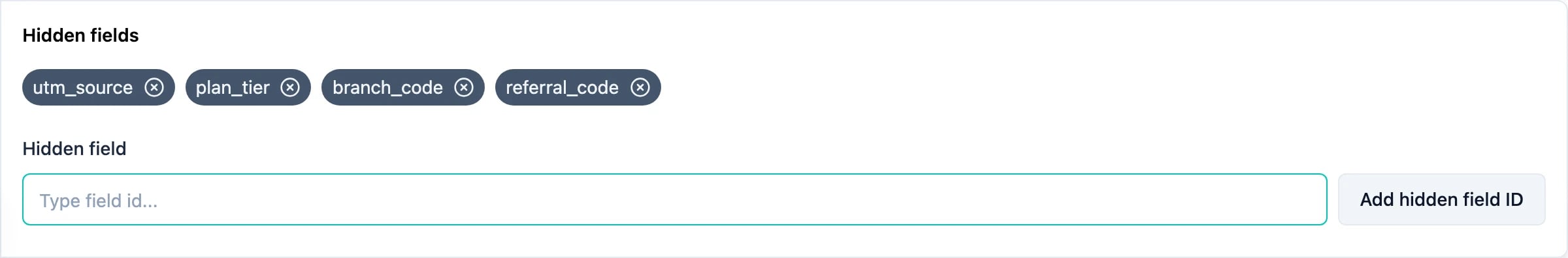 Hidden fields in the survey editor