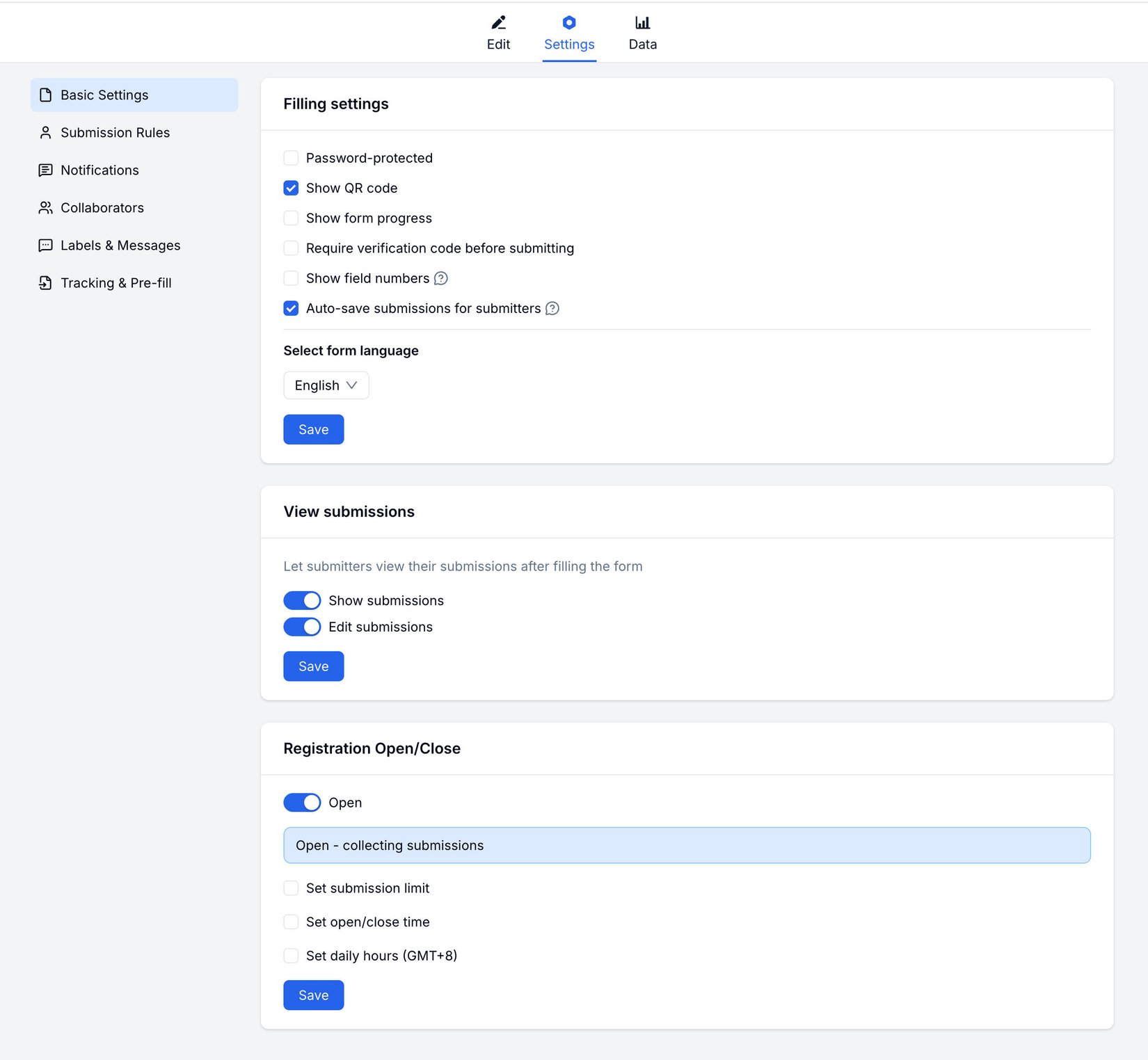 Edit Settings Form Basic Settings - FormHug