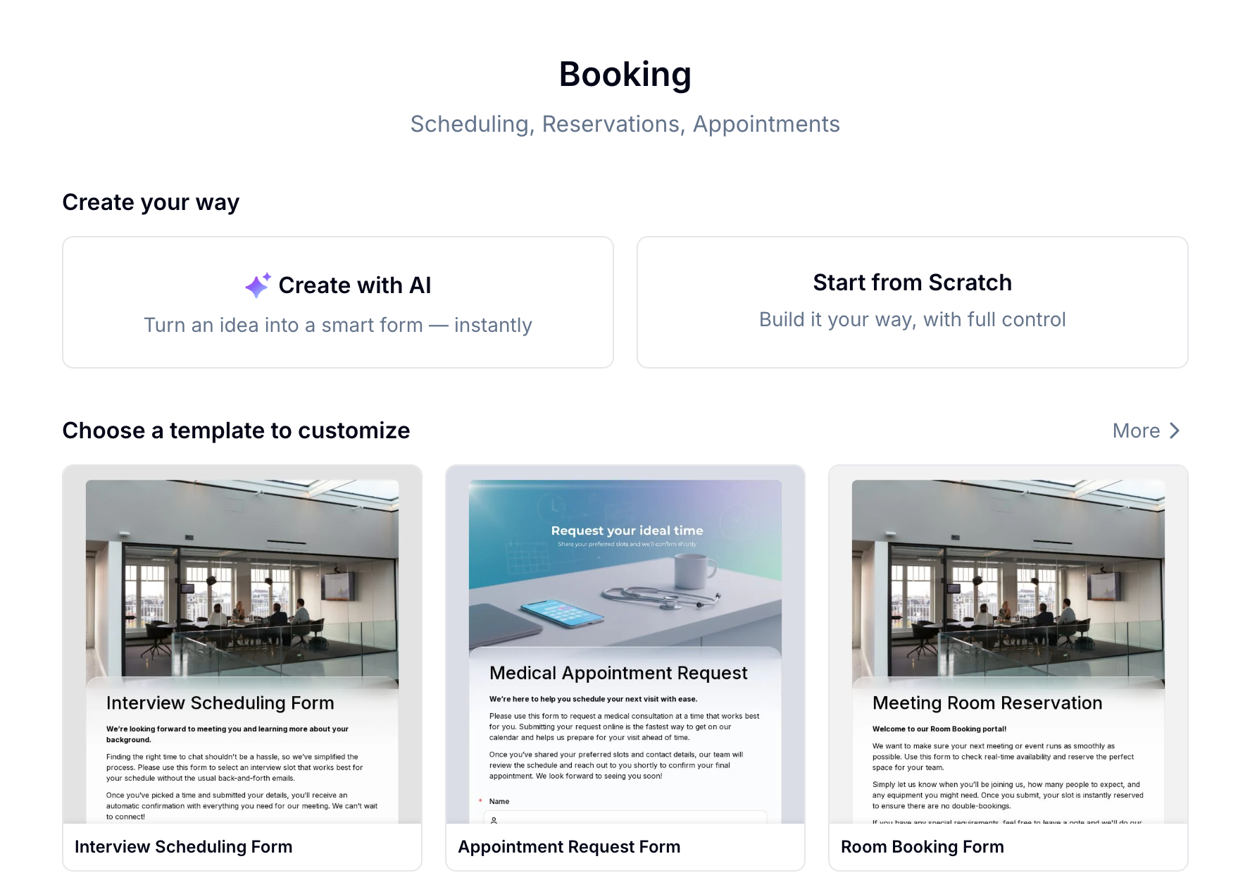 Three ways to create a booking form
