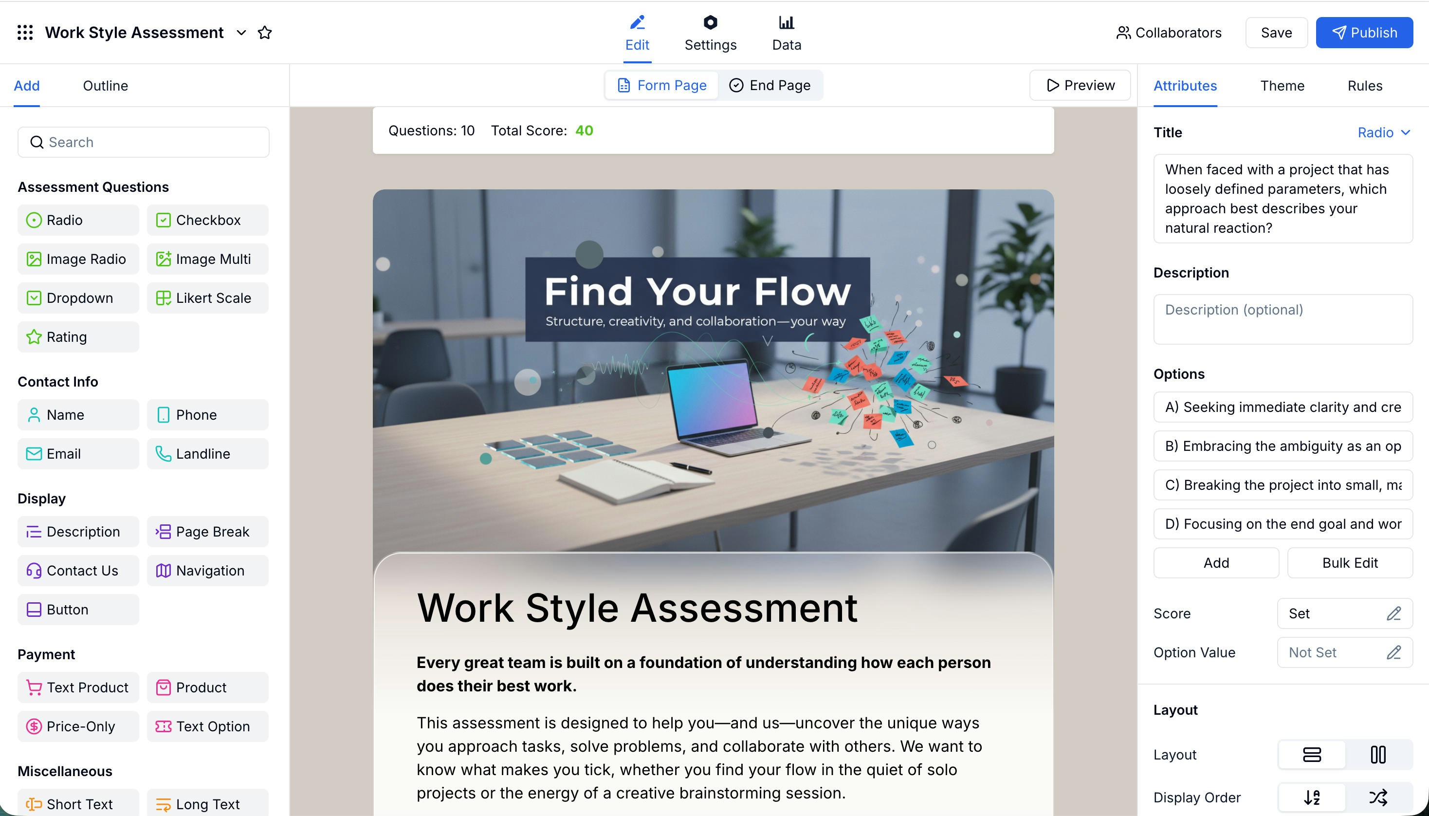 Assessment editor — question view
