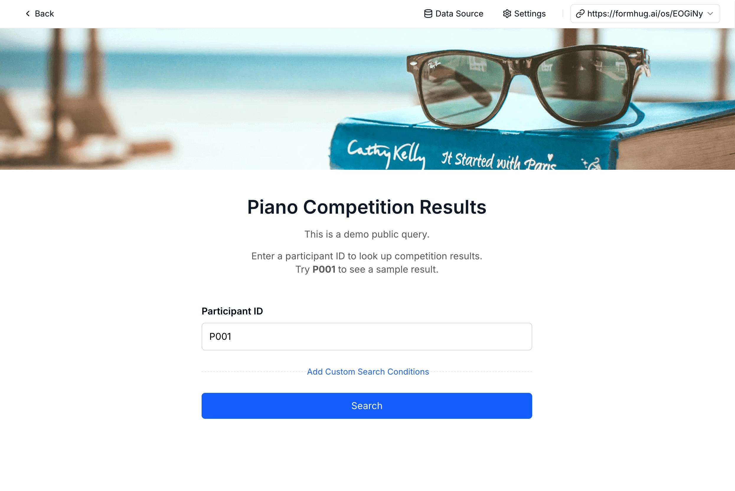 Public Query search page