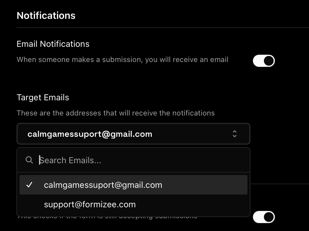 Adding target emails