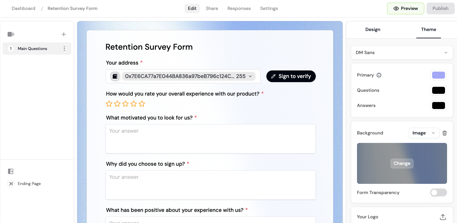 Token Gated Form Builder