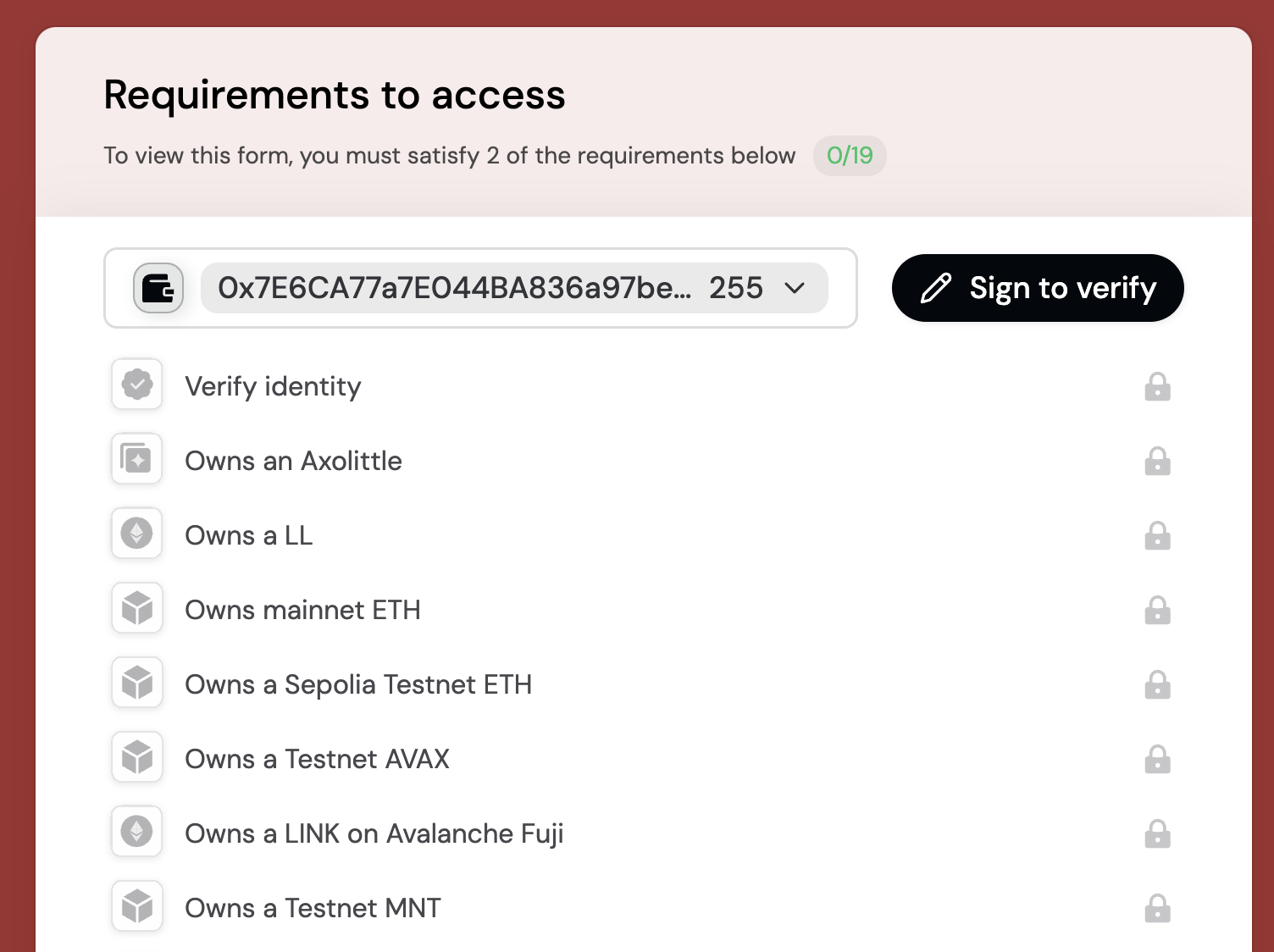 Token Gated Form Builder