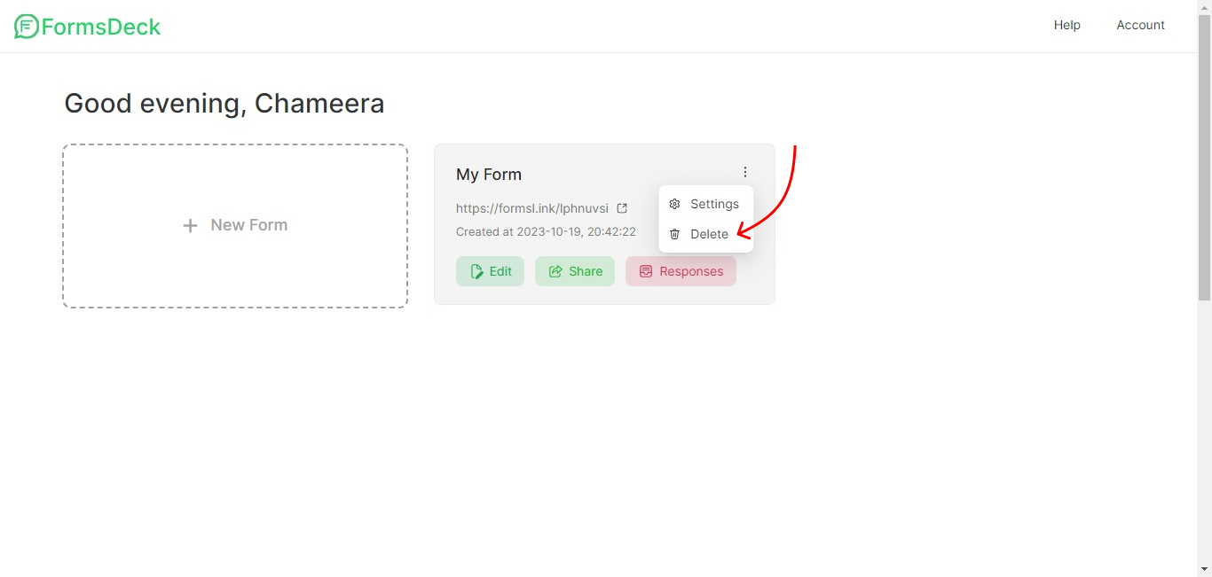 FormsDeck Form Settings