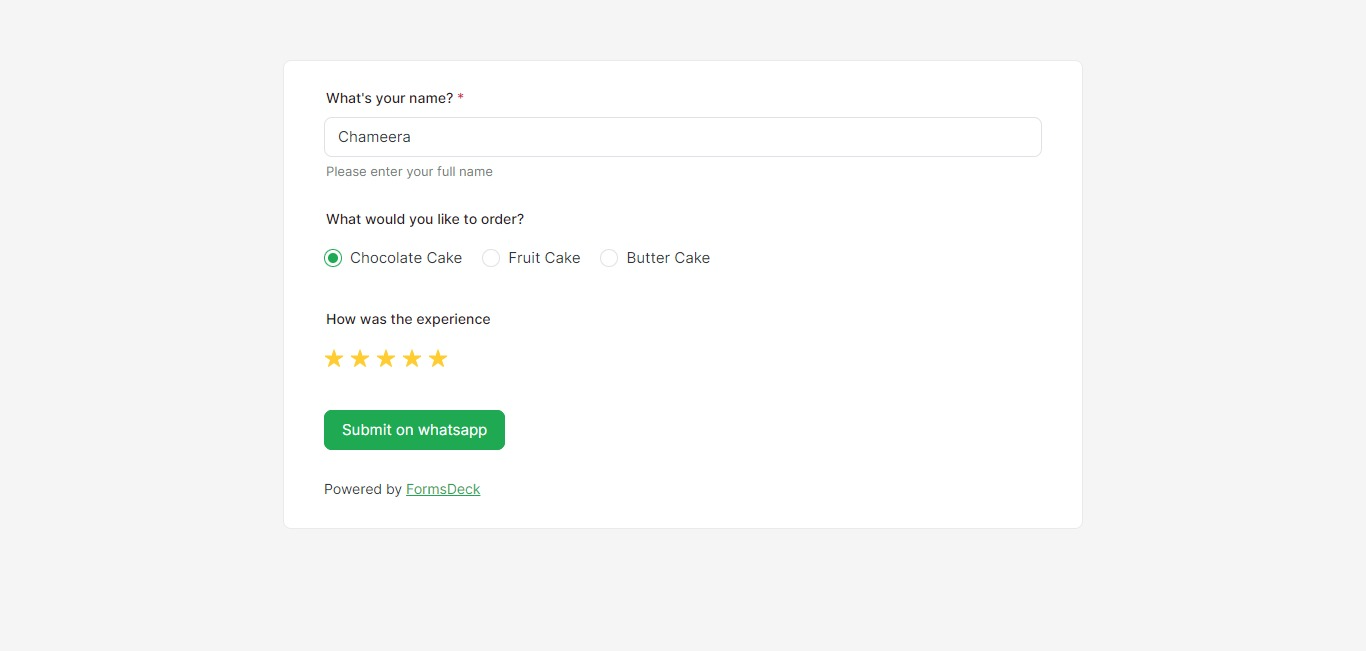 FormsDeck Filled Out Form
