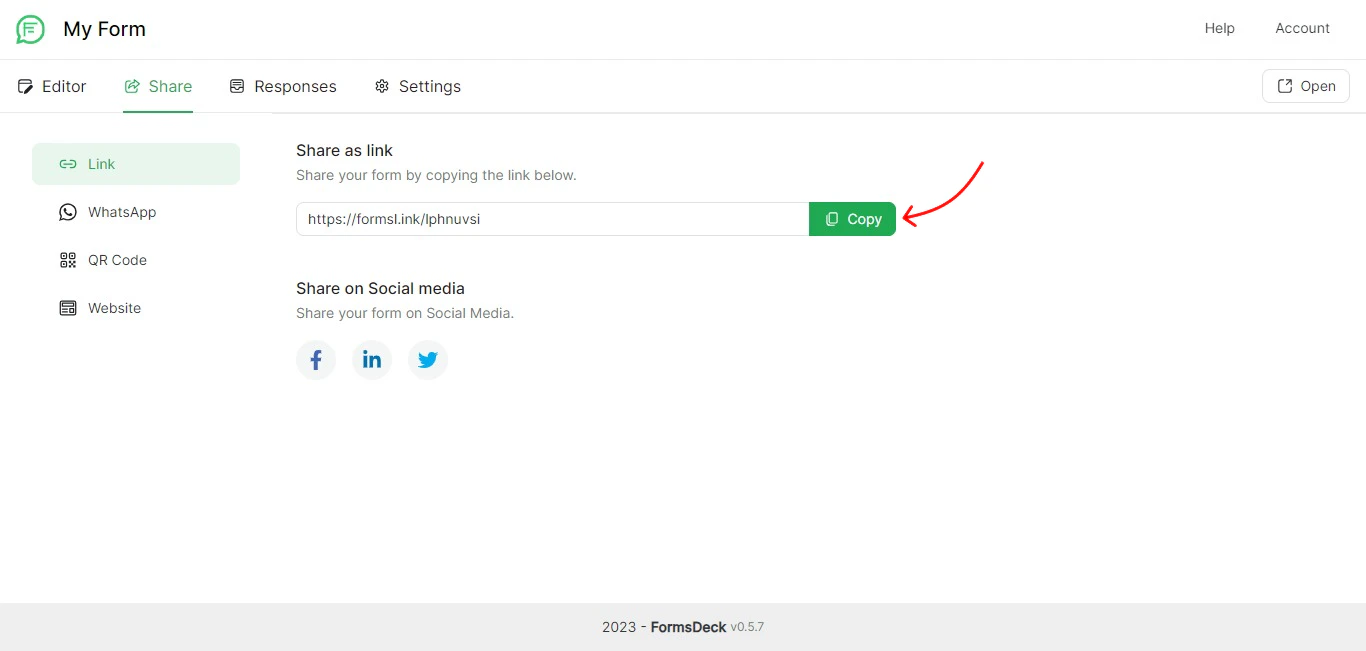 Copy Form Link