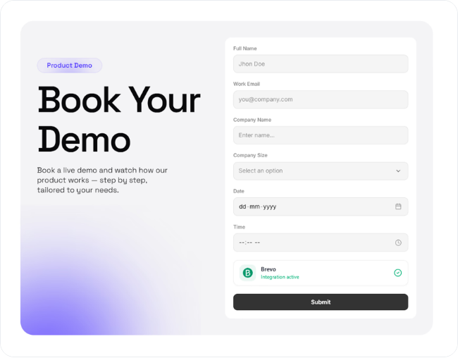 Completed Brevo integration on a form with Integration active status