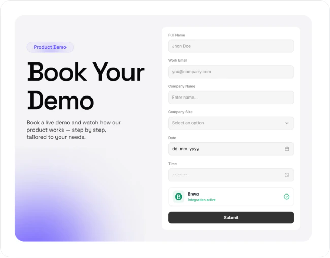 Completed Brevo integration on a form with Integration active status