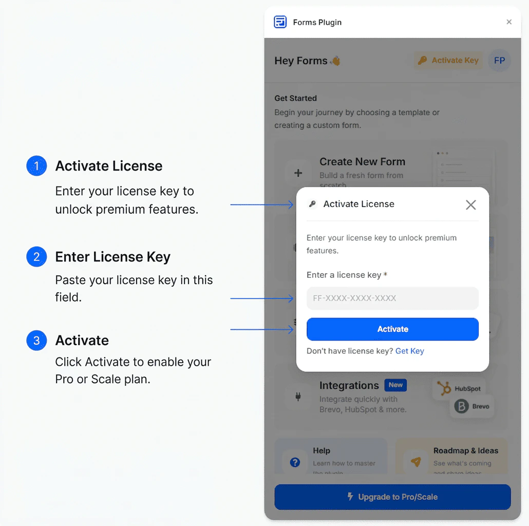 License key activation screen