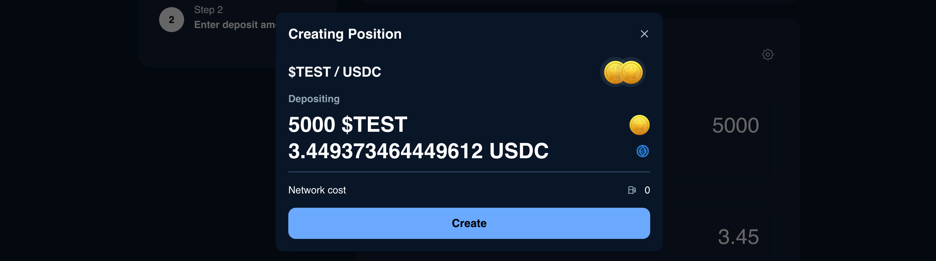 add liquidity details modal ui screenshot