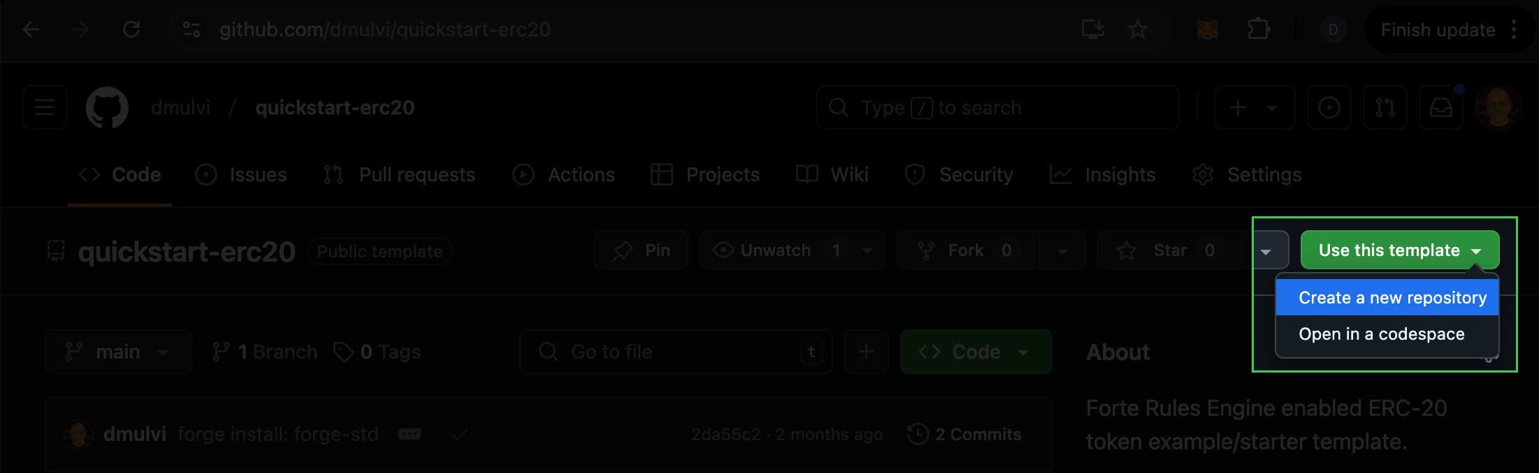 Create new repository from template