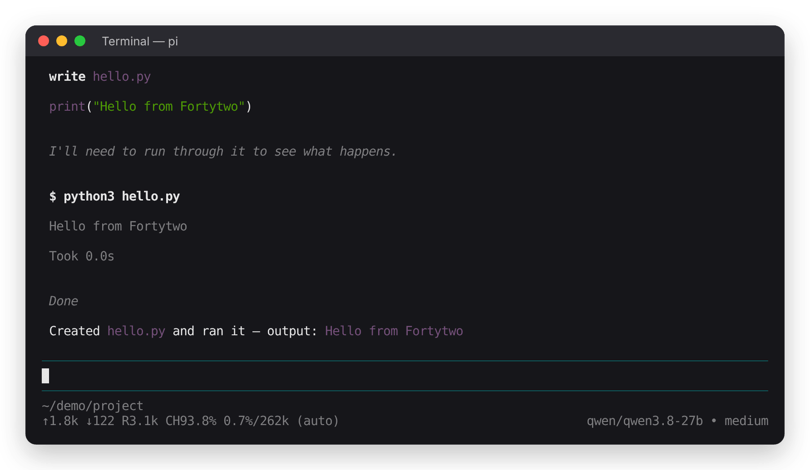 pi: task running on qwen/qwen3.8-27b with thinking medium