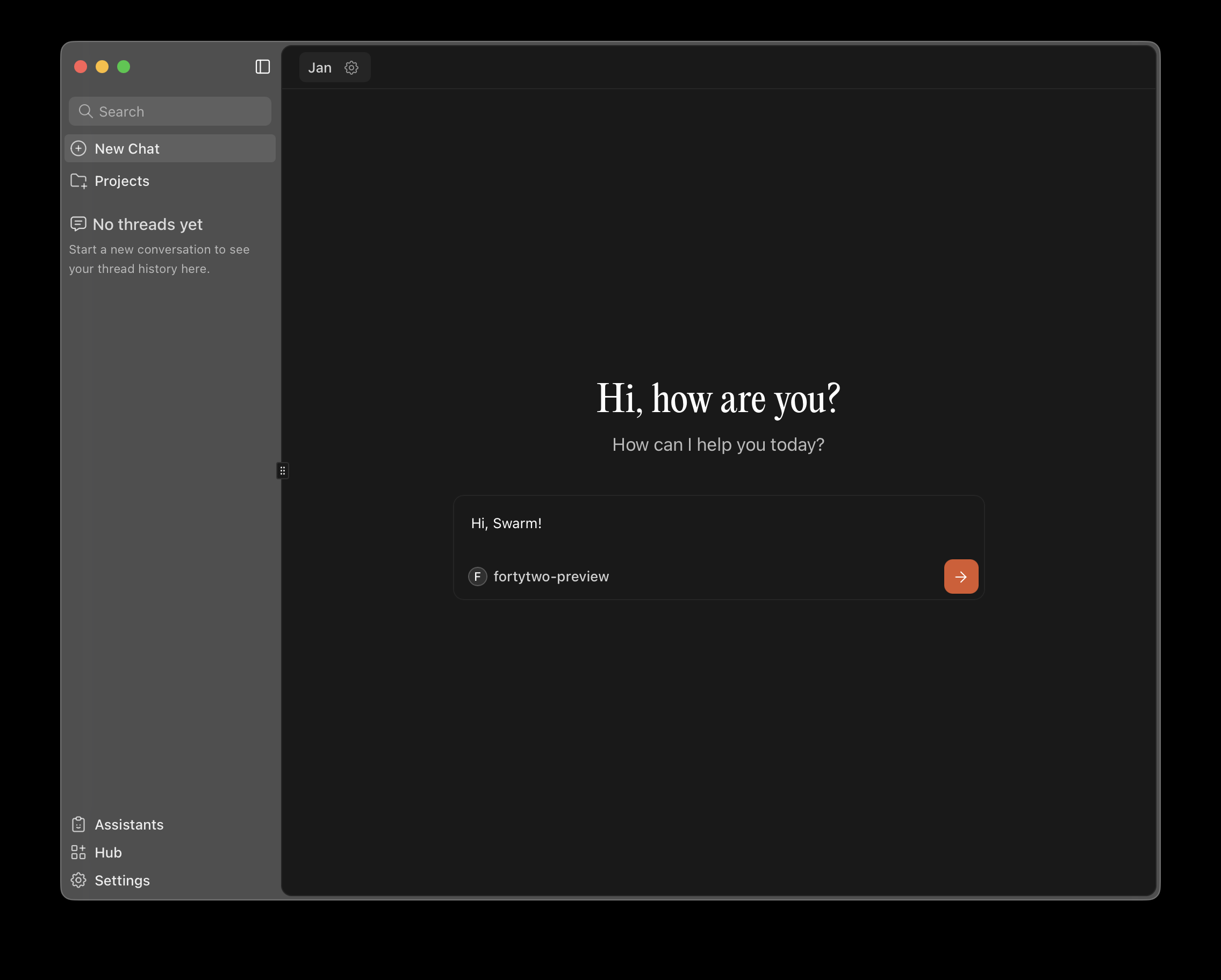 Jan: Chatting with Fortytwo Preview model