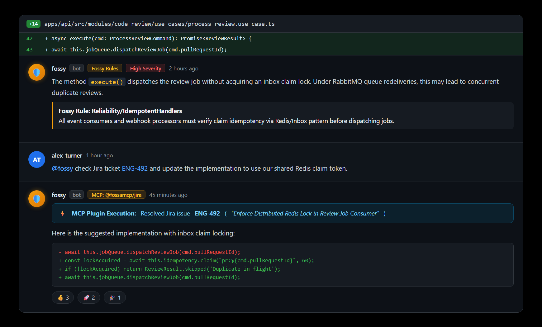 Example of using a plugin in a suggestion