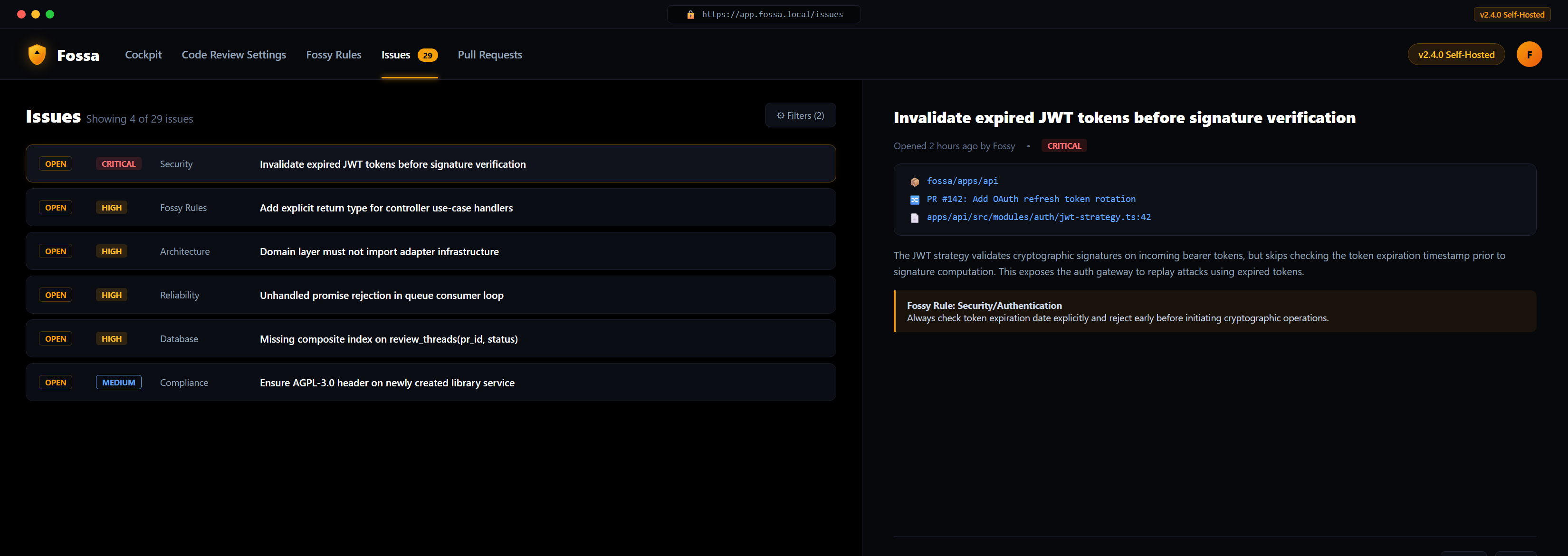 Fossy Issues Dashboard