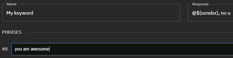 Second step to adding a phrase