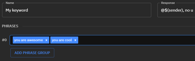 Example of an incorrect phrase group