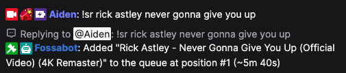 Example of a user requesting a song