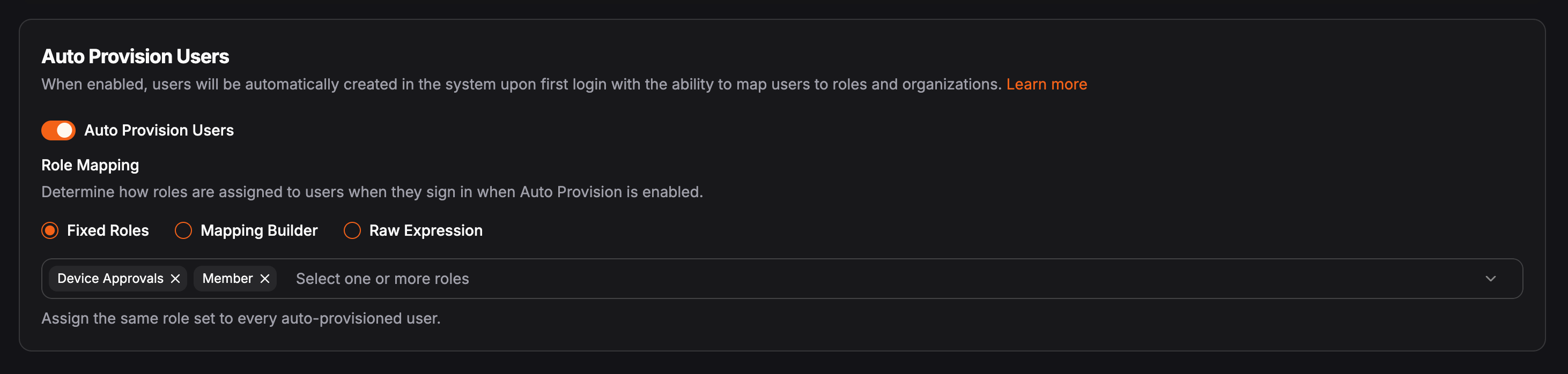 Fixed roles mapping option in the Pangolin dashboard