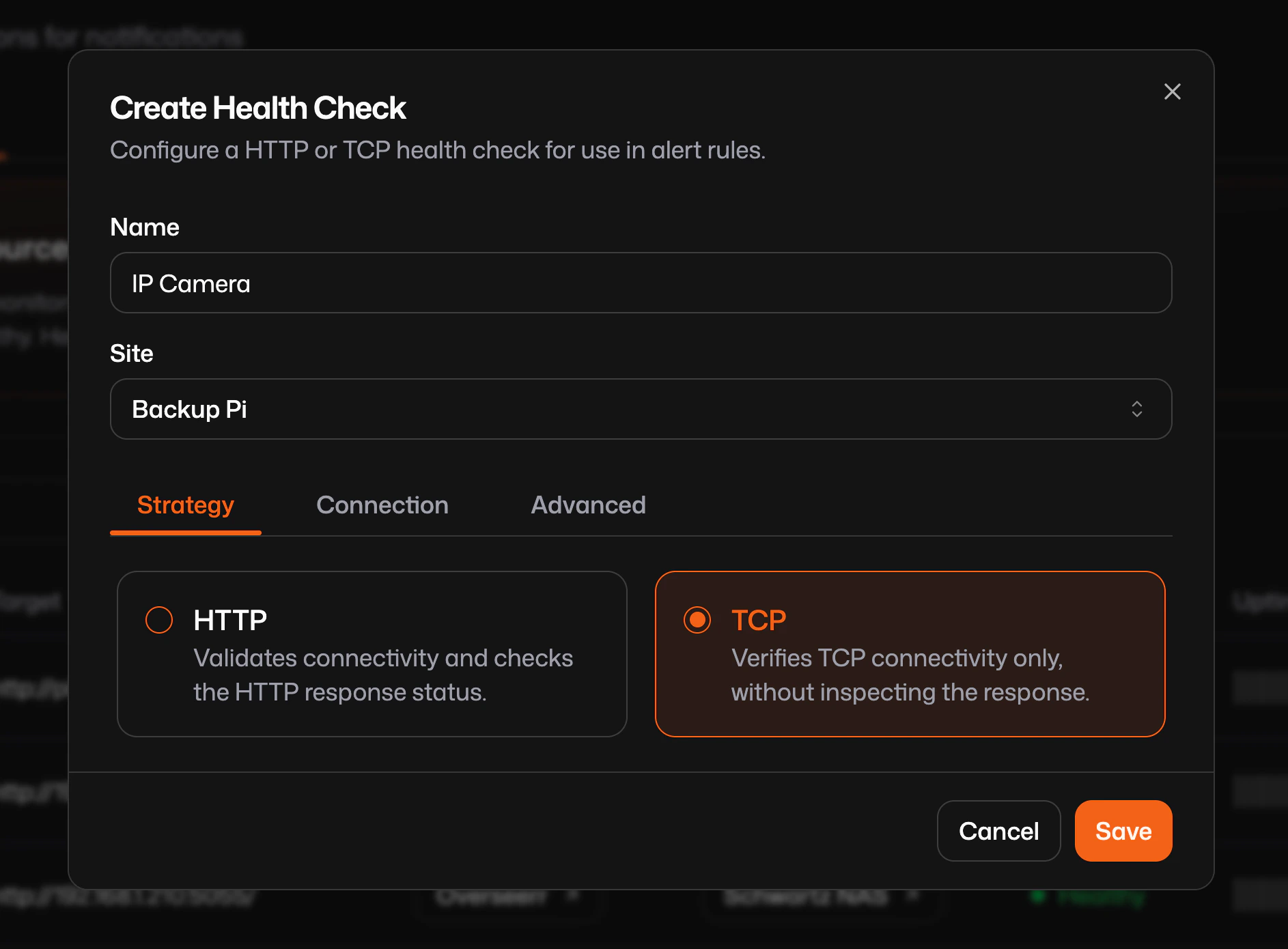 Create health check form in the Pangolin dashboard