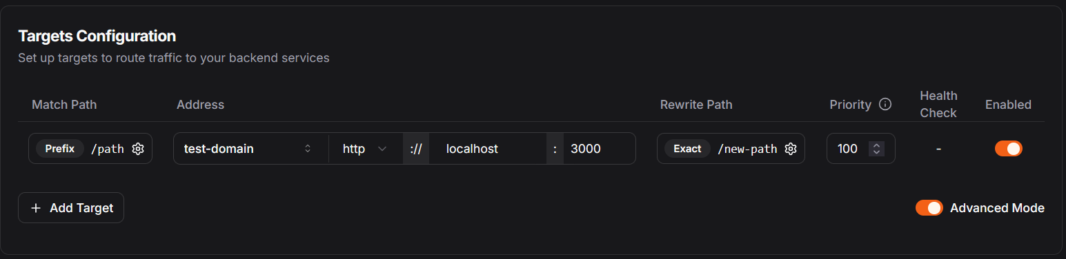 Targets with path rewriting