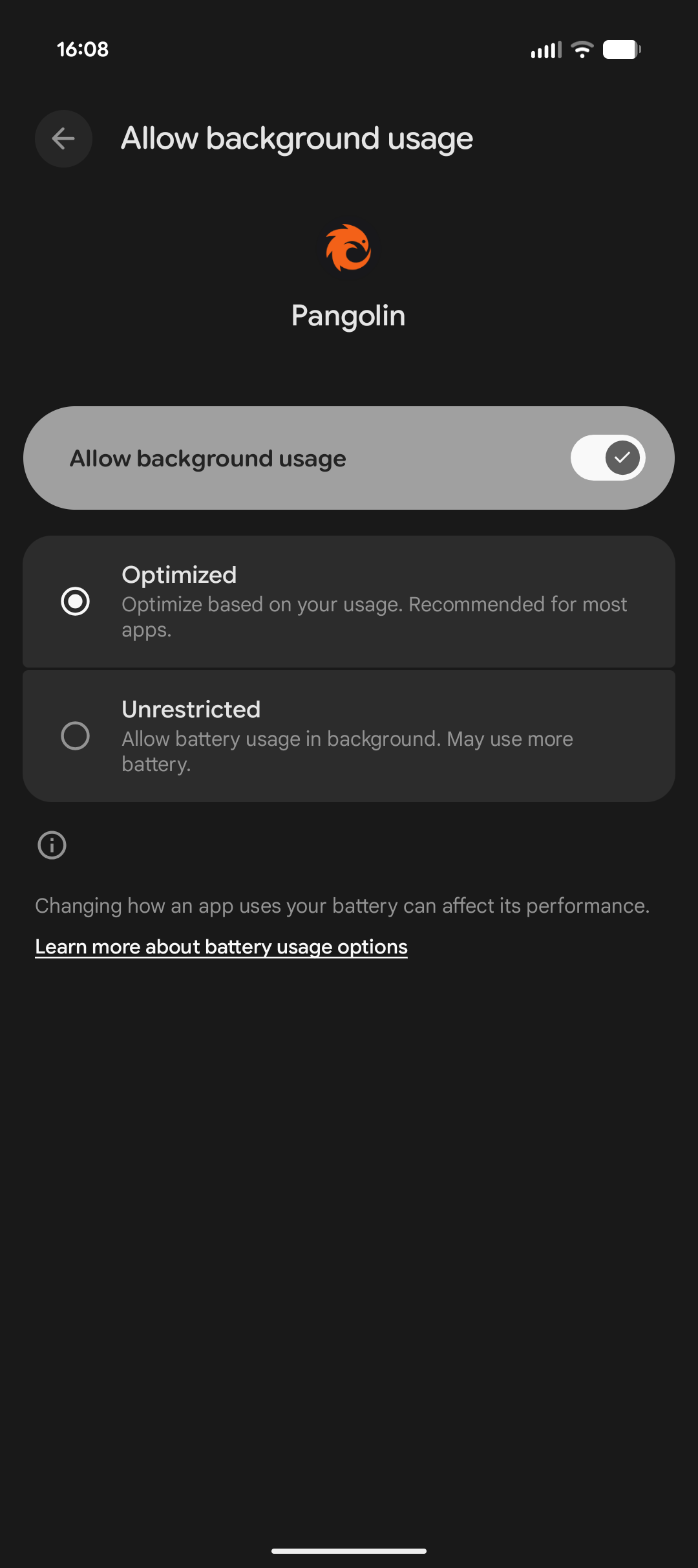 Android Battery Optimization Settings