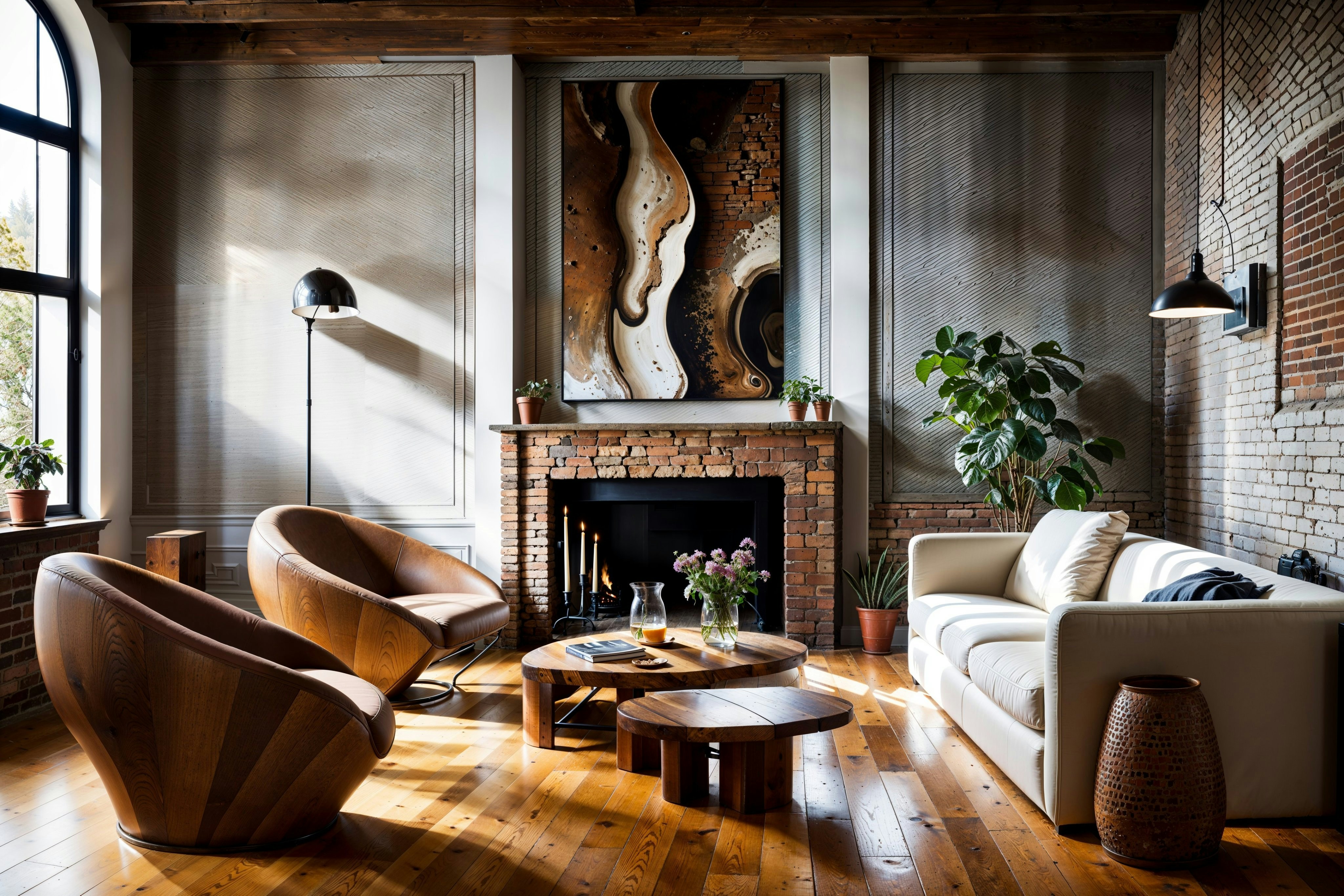Wood and brick