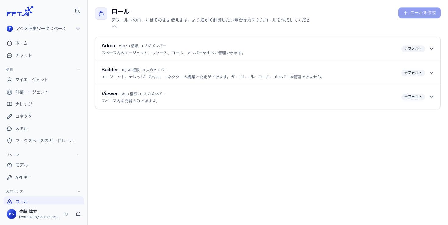 ロールの一覧