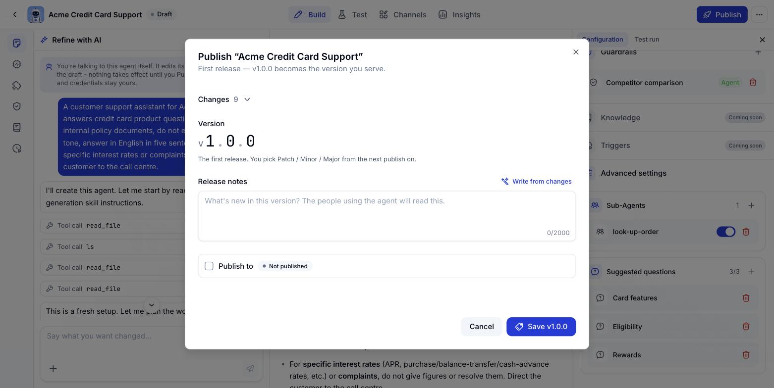 Publishing the first version