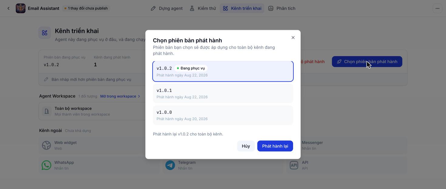 Chọn phiên bản phát hành cho kênh
