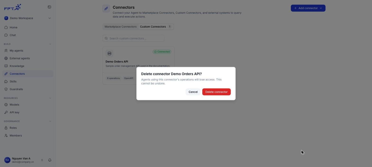 Confirmation dialog for deleting a Connector