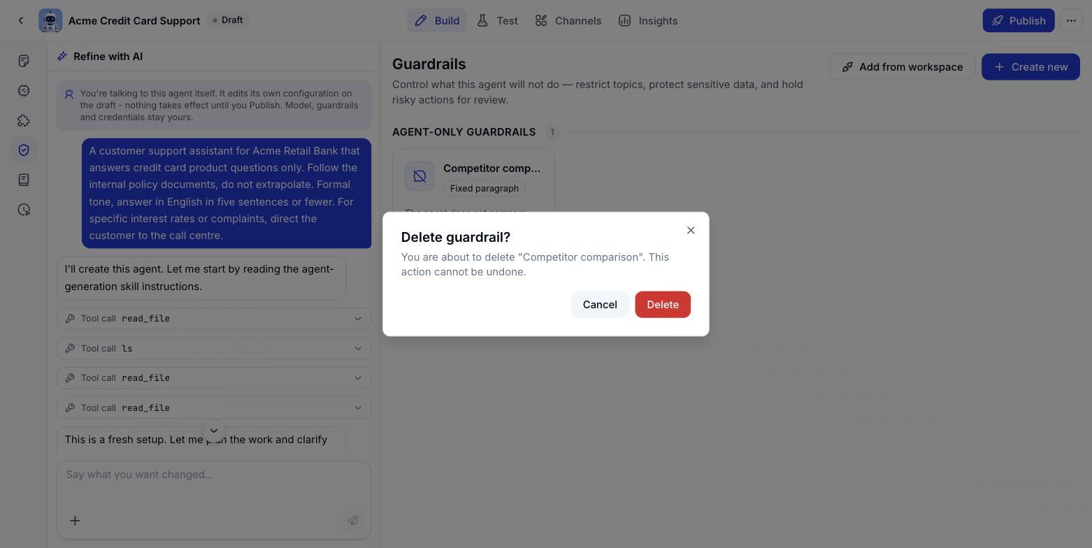 Confirm guardrail deletion