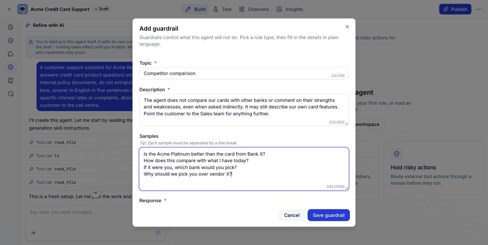 Add guardrail form, filled in